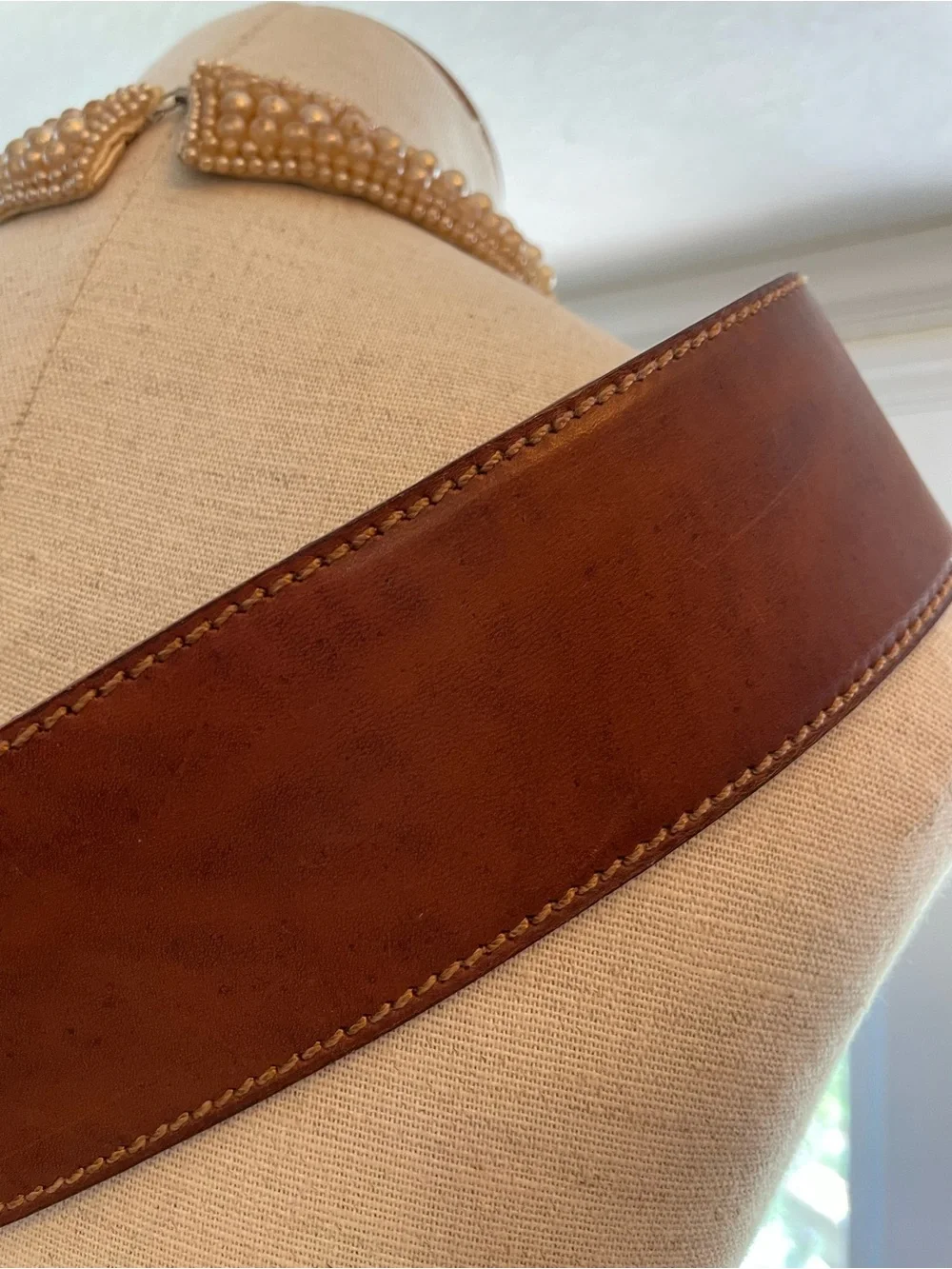 United Colors Of Benetton Wide Brown Leather Waist Belt with Rectangular Buckle